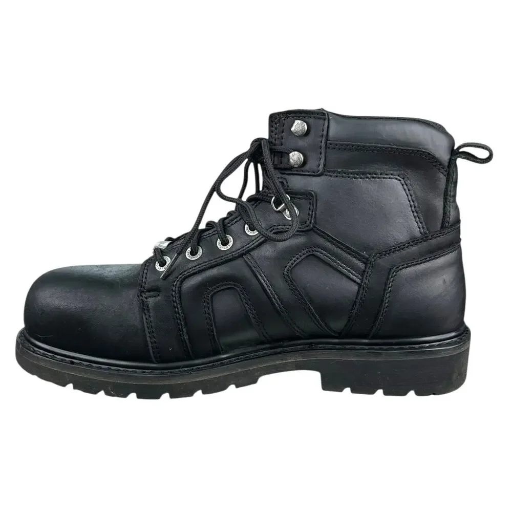Harley Davidson Men’s Chad Black Leather Steel Toe Moto Boot Size US 12